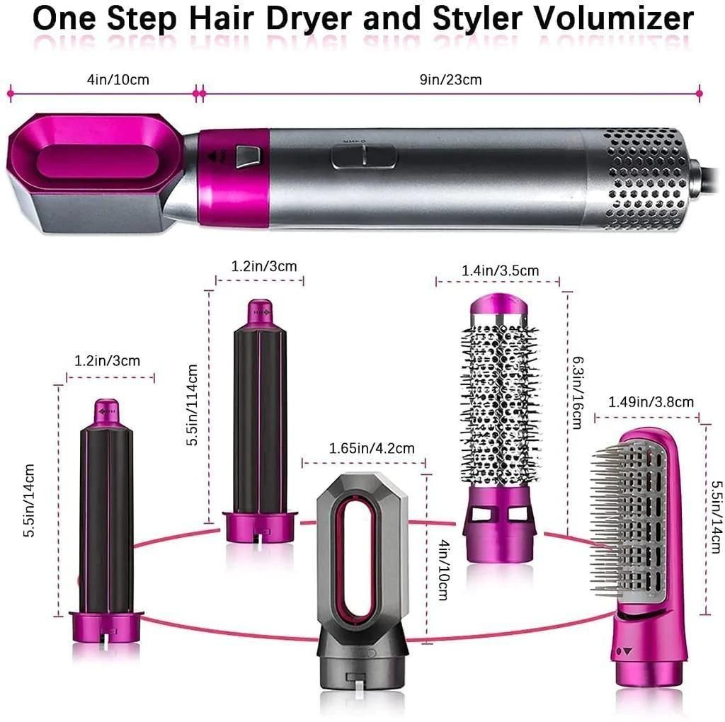 5 in 1 Multifunctional Hair Dryer , Detachable 5-in-1 Multi-Head Hot Air Comb, The Negative Ion Automatic Suction Hair Curler